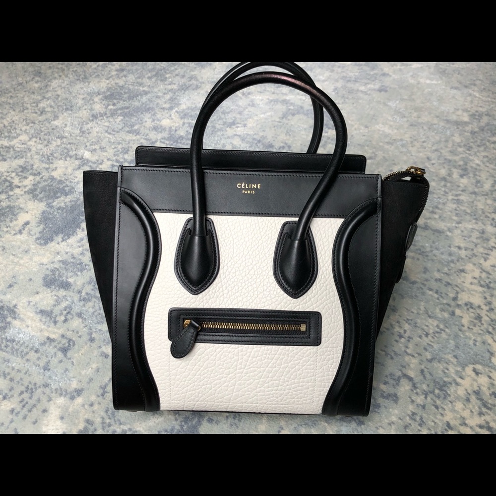Celine shrunken lamb skin micro luggage tote